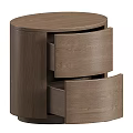Stylish Round Nightstands in Light Wood and Gray with Drawers Layered Design and Color Options