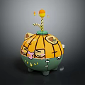 Cute Pumpkin Shaped Doll With Orange Green Body And Antenna Top Decoration