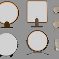 Modern Round Square Lighted Mirrors with Golden Stands and Wall Mounted Styles