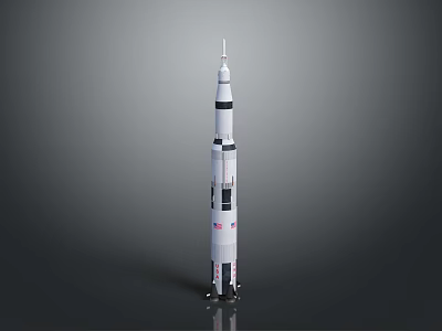 Detailed Rocket Model With Multi Stage Structure White Black Red Accents On Gray Background 3d model