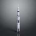 Detailed Rocket Model With Multi Stage Structure White Black Red Accents On Gray Background 3d model