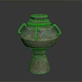 Metallic Two Handled Sculpture With Textured Surface And Classical Base Design