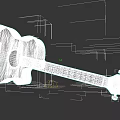 Musical Instruments and Art Supplies Featuring Black Acoustic Guitar with Wooden Neck and Tuning Pegs