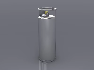 Laboratory Stainless Steel Gas Cylinder With Pressure Gauge For Scientific Research 3d model
