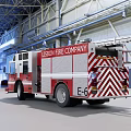 Red And White E6 Fire Truck With Ladder And Emergency Vehicle Features