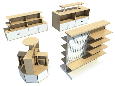 Functional Tables with Various Designs Multi Layer Shelves Storage Cabinets and Modern Structure 3d model