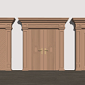 European-style double door classical anti-theft double door 3d model