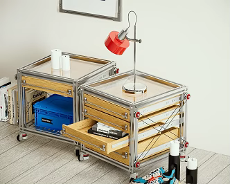 Modern Middle Style Aluminum Bedside Cabinet DIY Metal Side Cabinet Storage Cabinet Low Cabinet 3d model