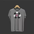 Gray Short Sleeve T-shirt With Floral Design Hanging On Wooden Hanger