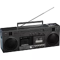 Vintage Radio Cassette Player Stereo With Speakers Antenna And Control Panel