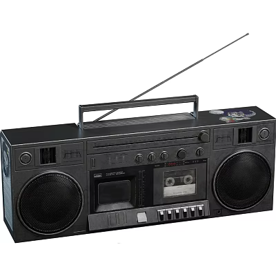 Vintage Radio Cassette Player Stereo With Speakers Antenna And Control Panel 3d model