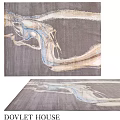 Modern Square Area Rug With Abstract Gray Blue Beige Flowing Pattern For Living Room