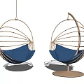 Modern Hanging Chairs With Blue Cushion And Golden Frame Hanging And Stand Styles