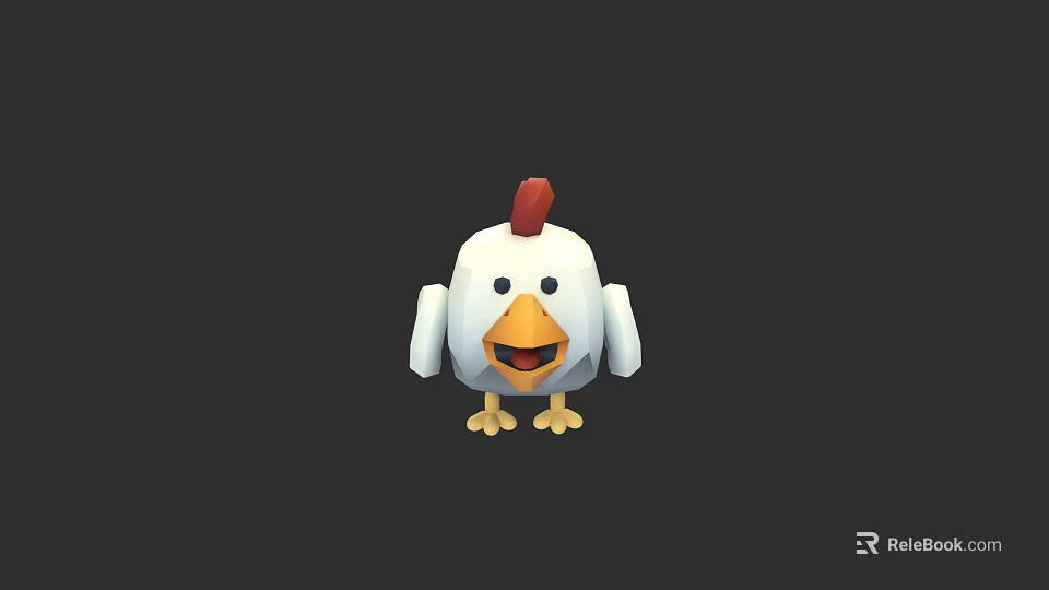 Cute Electric Toy Chicken With White Body Red Comb And Yellow Feet For Kids 3d model 