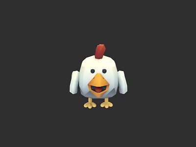 Cute Electric Toy Chicken With White Body Red Comb And Yellow Feet For Kids 3d model