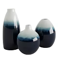 Ceramic Vases With Blue And White Gradient Color Various Shapes For Home Decor