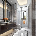 New Chinese Model Room Bathroom 3d model