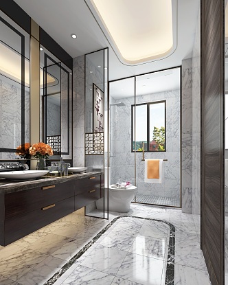 New Chinese Model Room Bathroom 3d model