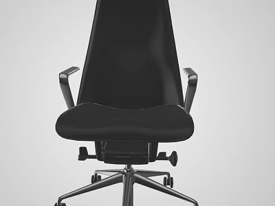 Modern Black Office Chair With Adjustable Armrests And Sturdy Metal Casters Design 3d model