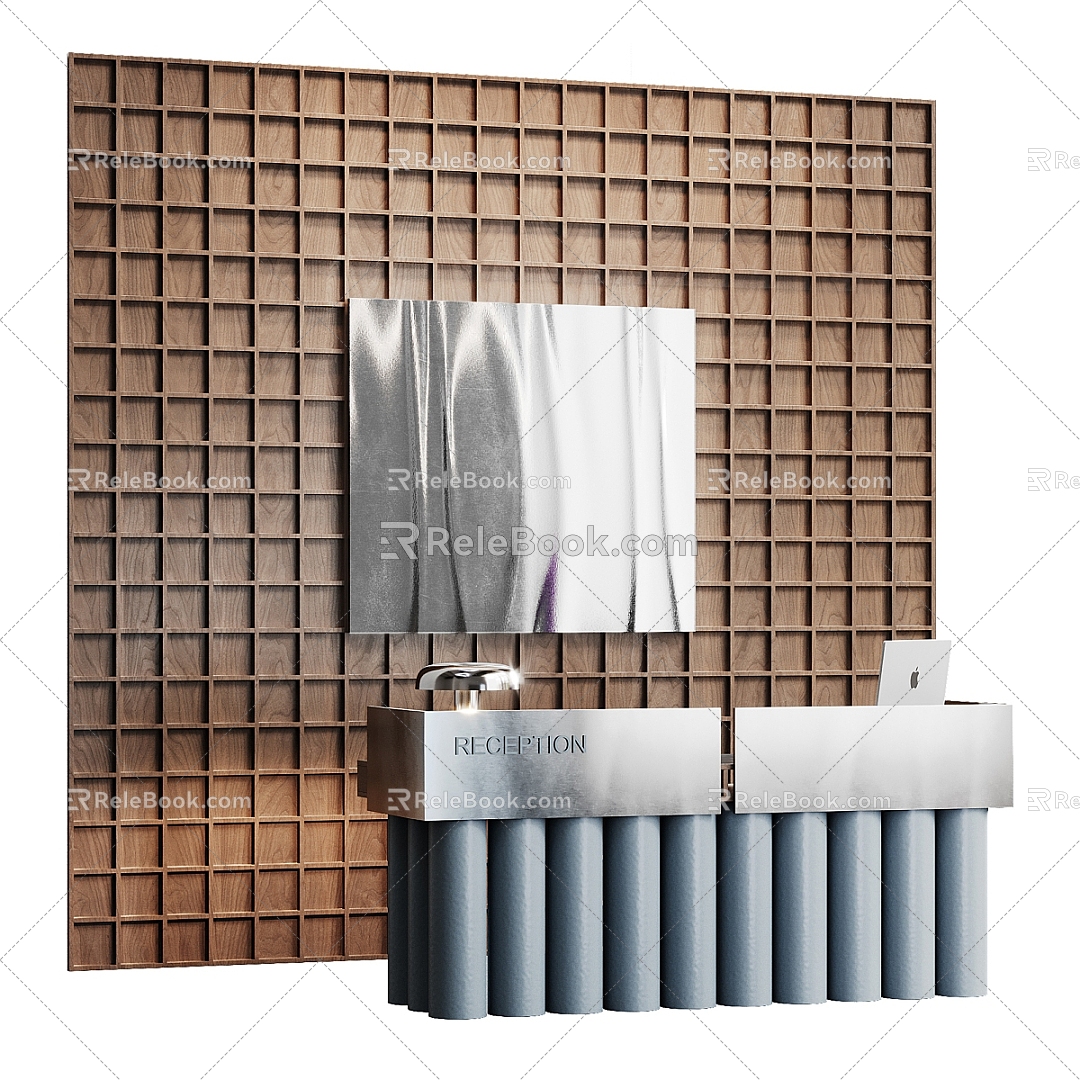 Reception Desk Front Desk Bar Image Wall 3d model