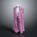 Pink Plaid Sleeveless Vest With Button Front Longline Fashion Design