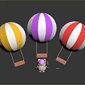 Colorful Hot Air Balloons Play Equipment Featuring Red White Yellow Purple And Cartoon Character Baskets