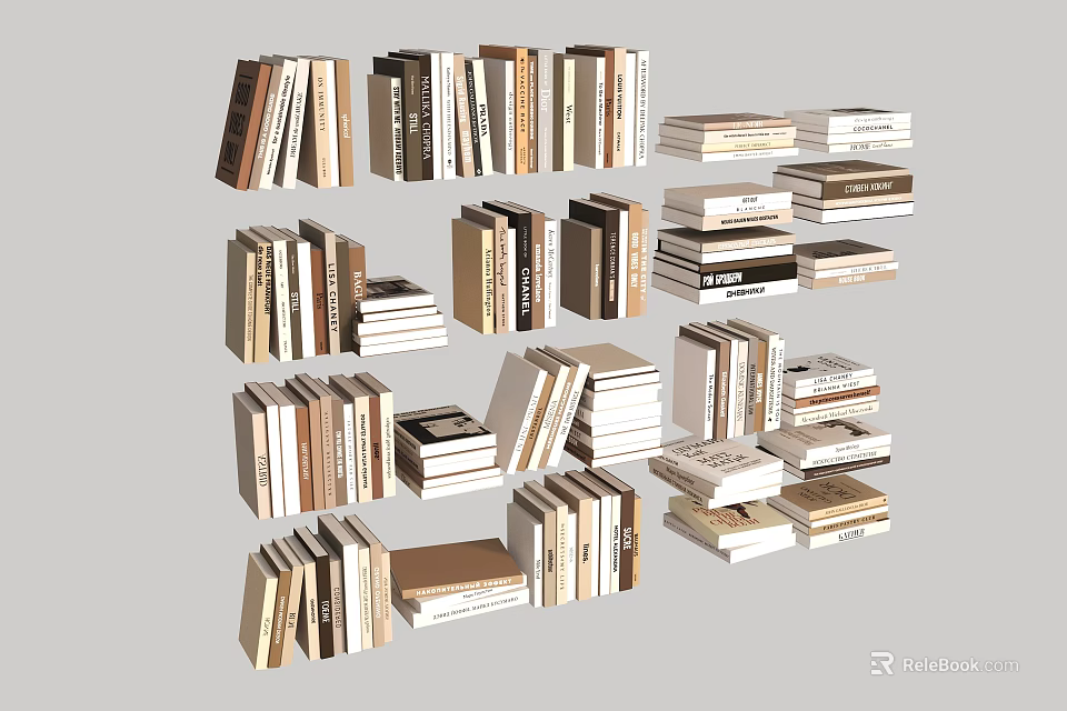 Colorful Stacked Books And Magazines Collection Featuring Various Sizes And Covers 3d model 
