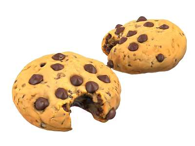 Delicious Chocolate Chip Cookies With Bitten Edge And Melty Chocolate Chips 3d model