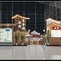 Traditional Roof Open Layout Restaurant With Dining Tables Green Plants And Modern Glass Walls