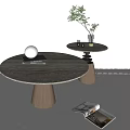 Casa Middle Ancient-Quiet Wind Coffee Table Round Coffee Table Solid Wood Coffee Table Stone Coffee Table Marble Coffee Table 3d model