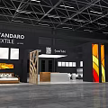 Stylish Modern Exhibition Booth Design With Colorful Decor And Textile Display Sections