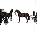 Old European-style Wooden Carriage 3d model