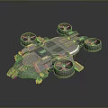 3D Sci Fi Flying Vehicle Model With Four Propellers And Futuristic Design