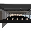 Modern Office Workspace Design With Open Layout Desks Chairs Hanging Lights Windows And Potted Plant