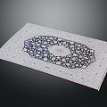 Traditional Area Rug Featuring Intricate Blue And White Pattern With Central Diamond Design