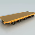 Yellow Flatbed Utility Vehicle With Multiple Wheels And Long Cargo Bed For Heavy Load Transport