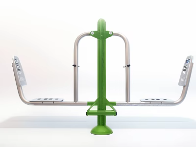 Green Outdoor Dual Station Fitness Equipment With Pedals Handrails And Digital Panels 3d model