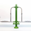Green Outdoor Dual Station Fitness Equipment With Pedals Handrails And Digital Panels
