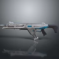 Futuristic Sci Fi Gun With Silver Blue Metallic Design And Detailed Components