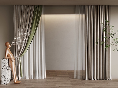 Modern Curtain Double Open Curtain 3d model