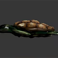 Vibrant Handcrafted Glass Turtle Sculpture With Orange Shell And Green Flippers