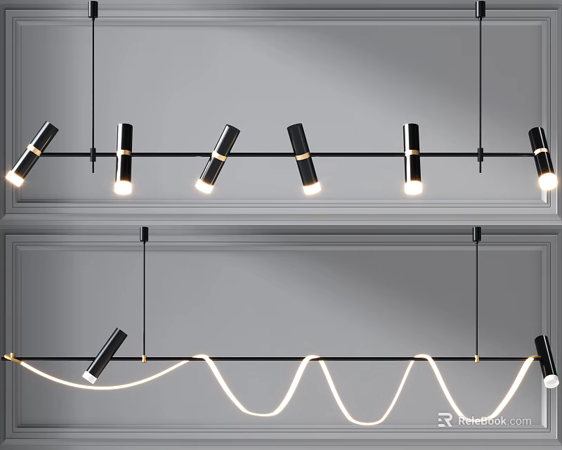 Sleek Modern Downlights and Spotlights With Linear And Wave Shaped Fixtures 3d model 