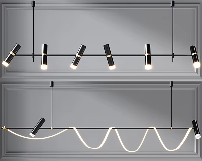 Sleek Modern Downlights and Spotlights With Linear And Wave Shaped Fixtures 3d model