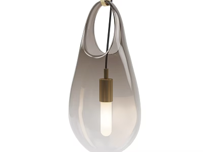 Modern Translucent Glass Teardrop Pendant Light With Brass Accent For Home Interior 3d model