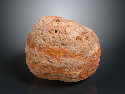 Natural Shaped Brown Orange Stone With Textured Surface And Holes For Decoration 3d model
