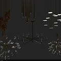 Contemporary Gold Chandeliers Showcasing Linear Branch And Multi Light Designs 3d model
