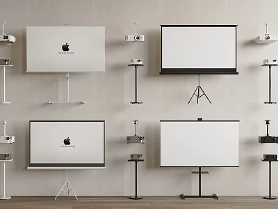 Projection Monitoring System Featuring Projectors And Display Units On Wall 3d model