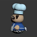 Chef Pug Plush Toy With Blue Shirt White Apron Bow Tie And Chef Hat