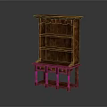 Traditional Wooden Bookcase With Carved Details Multiple Shelves And Bottom Storage Drawers