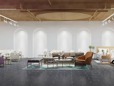 Furniture Store Interior With Modern Sofas Armchairs Coffee Tables And Decor 3d model